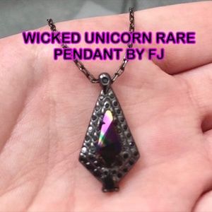 FRAGRANT JEWELS WICKED UNICORN SWAROVSKI 18K BLACK GOLD-PLATED PENDANT NECKLACE